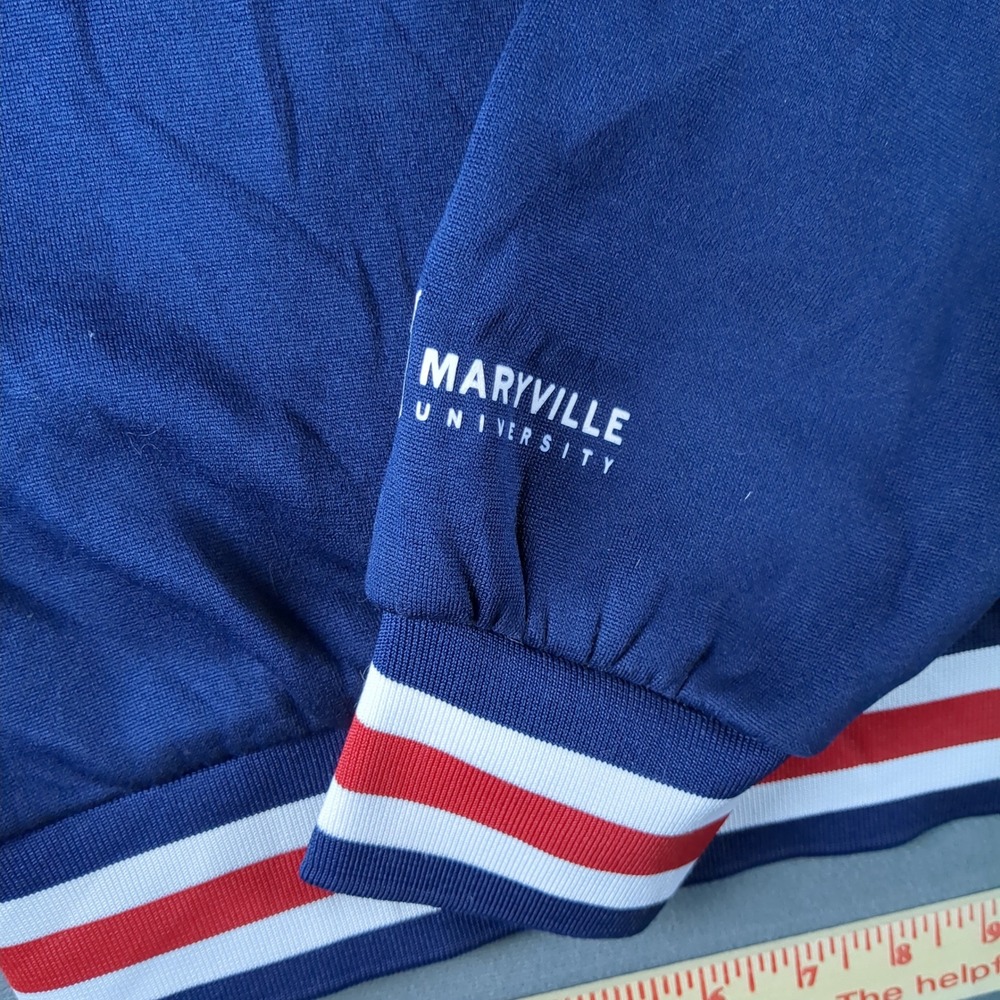 St. Louis Cardinals Pullover Mens XL Blue MLB Crewneck Sweatshirt Striped Trim - Picture 7 of 11